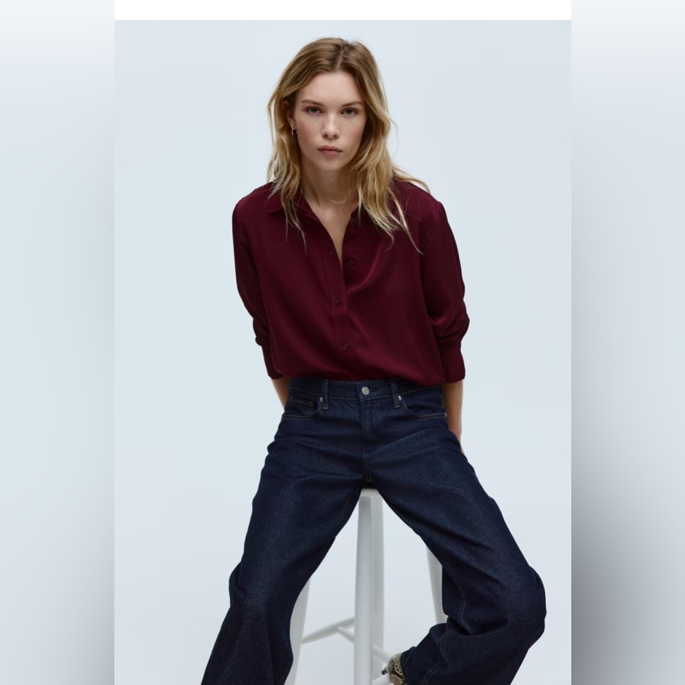 H&M Burgundy long sleeve shirt